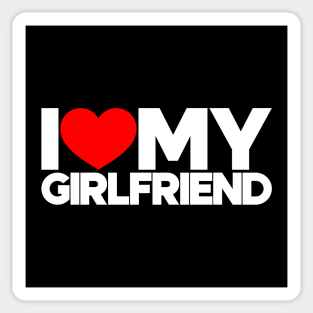 I Love My Girlfriend Red Hearts Love Couple (White) Sticker